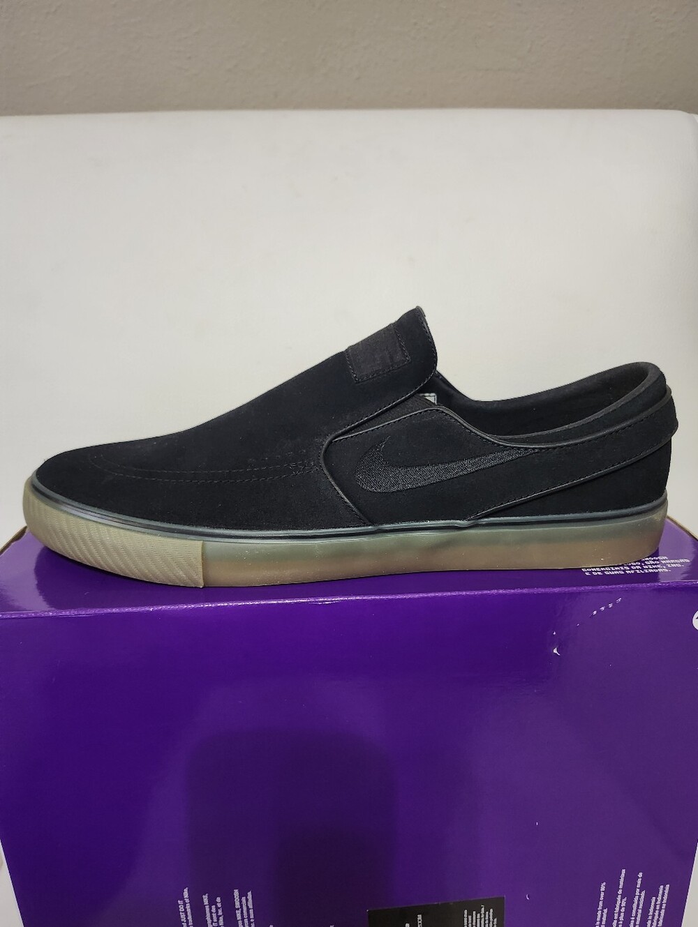 Nike Black Slip-On Suede Loafer with Gum Sole